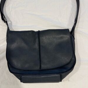Del Conte Leather Purse Made In Italy, Dark Blue